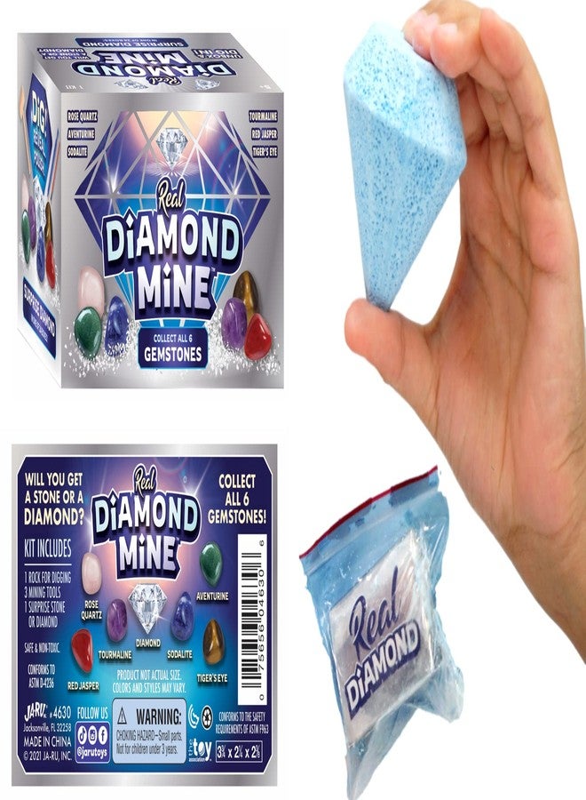 JA-RU Real Diamond Mine Gemstone Dig Kit (6 Packs) Mystery Rock, Minerals, and Gems for Kids | Break Your Own Geodes and a Chance to Get 1 Real Diamond | Party Favors for Kids Goodie Bags. 4630-6s - Image 5